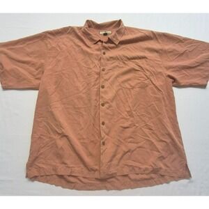 Tommy Bahama men's peach 100% Silk‎ short sleeve button up shirt XXL